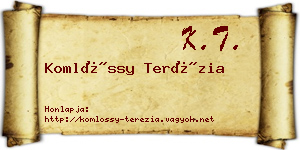 Komlóssy Terézia névjegykártya